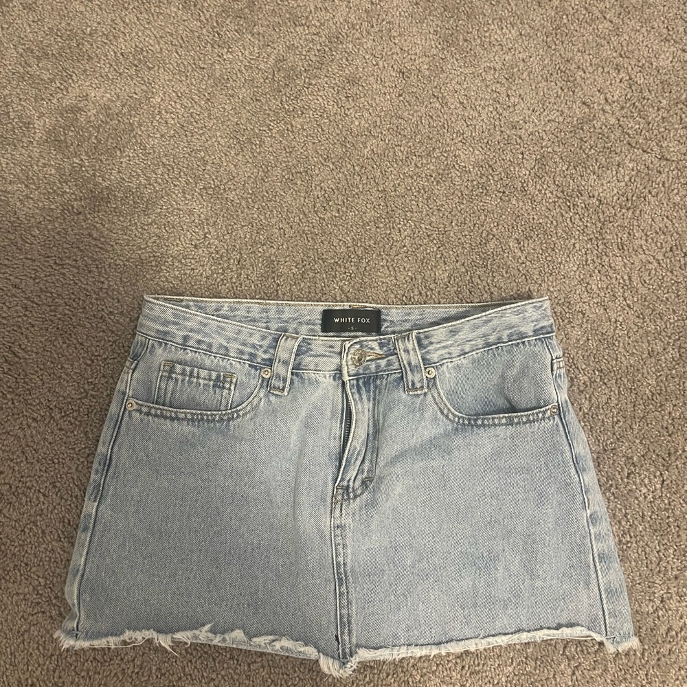 White Fox Boutique Blue Mini Jean Skirt